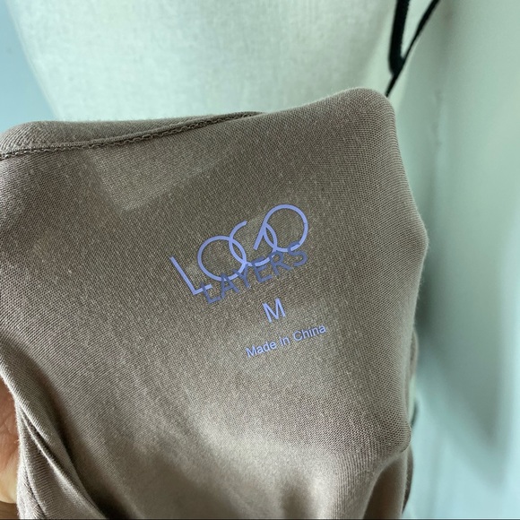 [M] Logo Layers Taupe Tank Pleated Polka Dot Hem - Picture 5 of 6